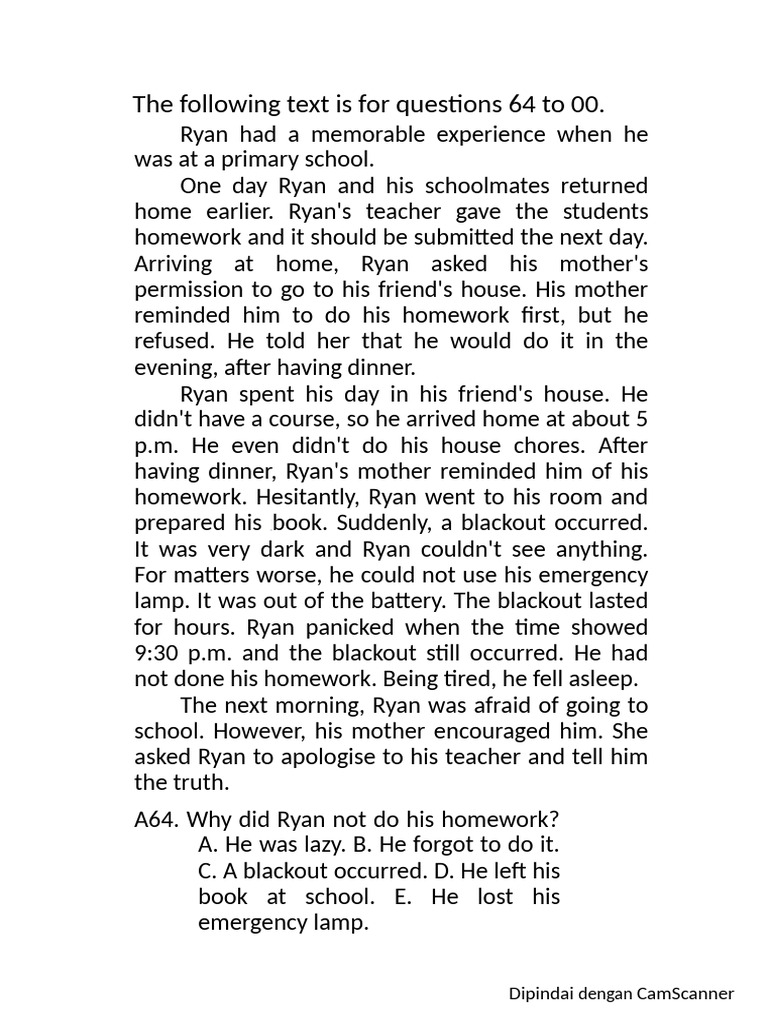 Ryan's Homework Dilemma and Lessons | PDF