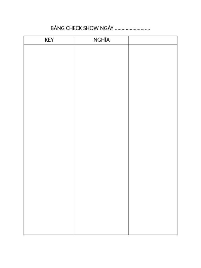 Bảng Check Show Ngày | PDF