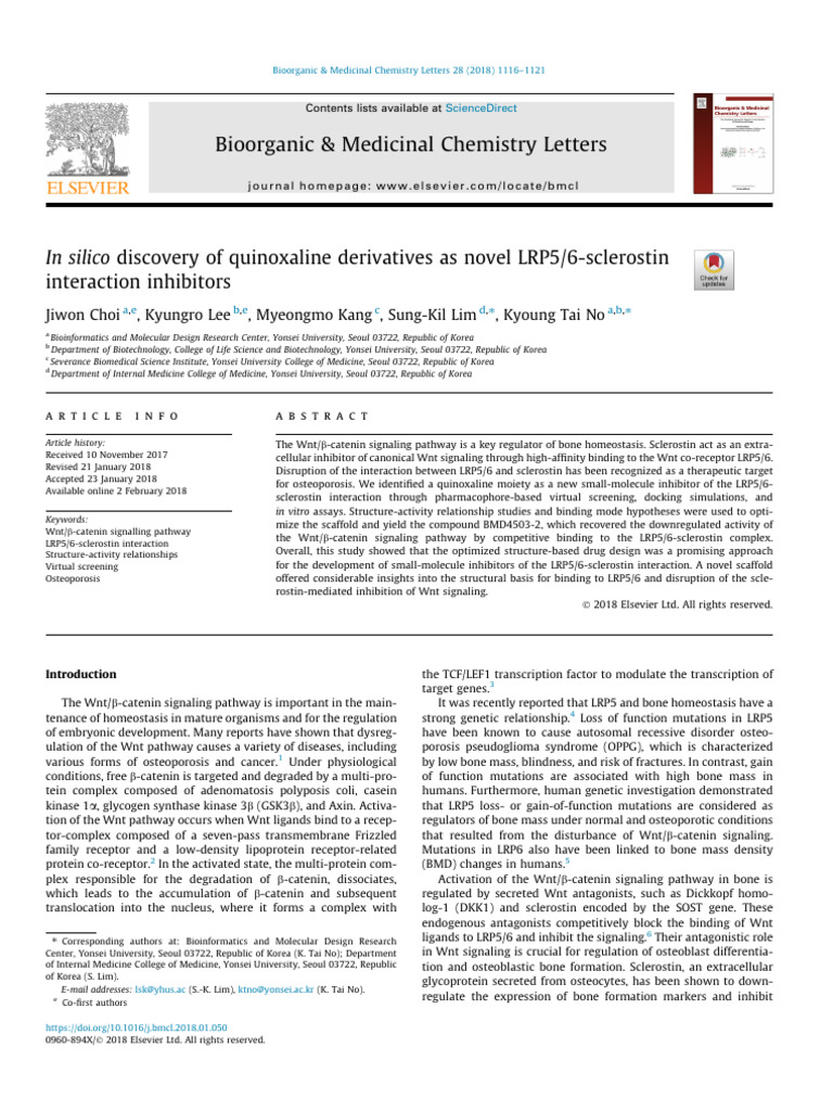 MAİN İDEA in Silico Discovery of Quinoxaline Derivatives As Novel LRP5 ...