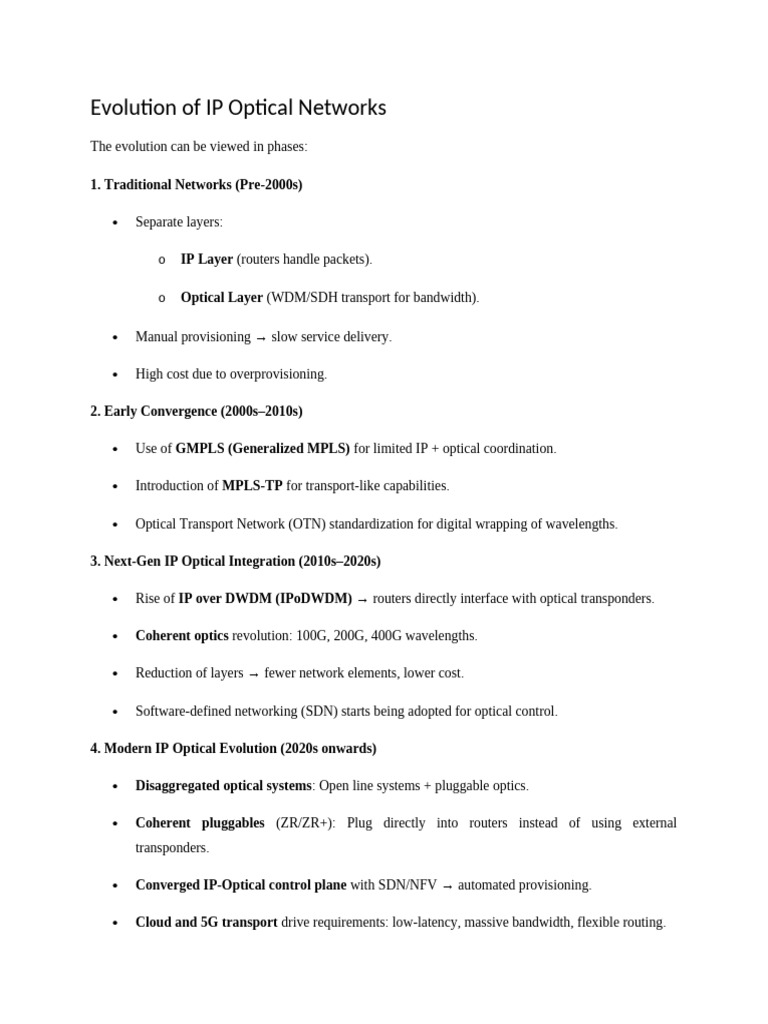 IP Optical Network Evolution Overview | PDF | Computer Network | Automation