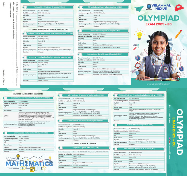 Olympiad Exam Schedule 2025-26 | PDF | Equations | Multiple Choice