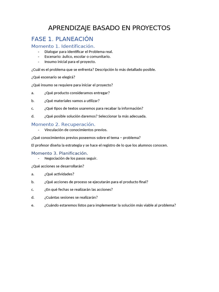 Guía de Aprendizaje Basado en Proyectos | PDF | Plan de estudios ...