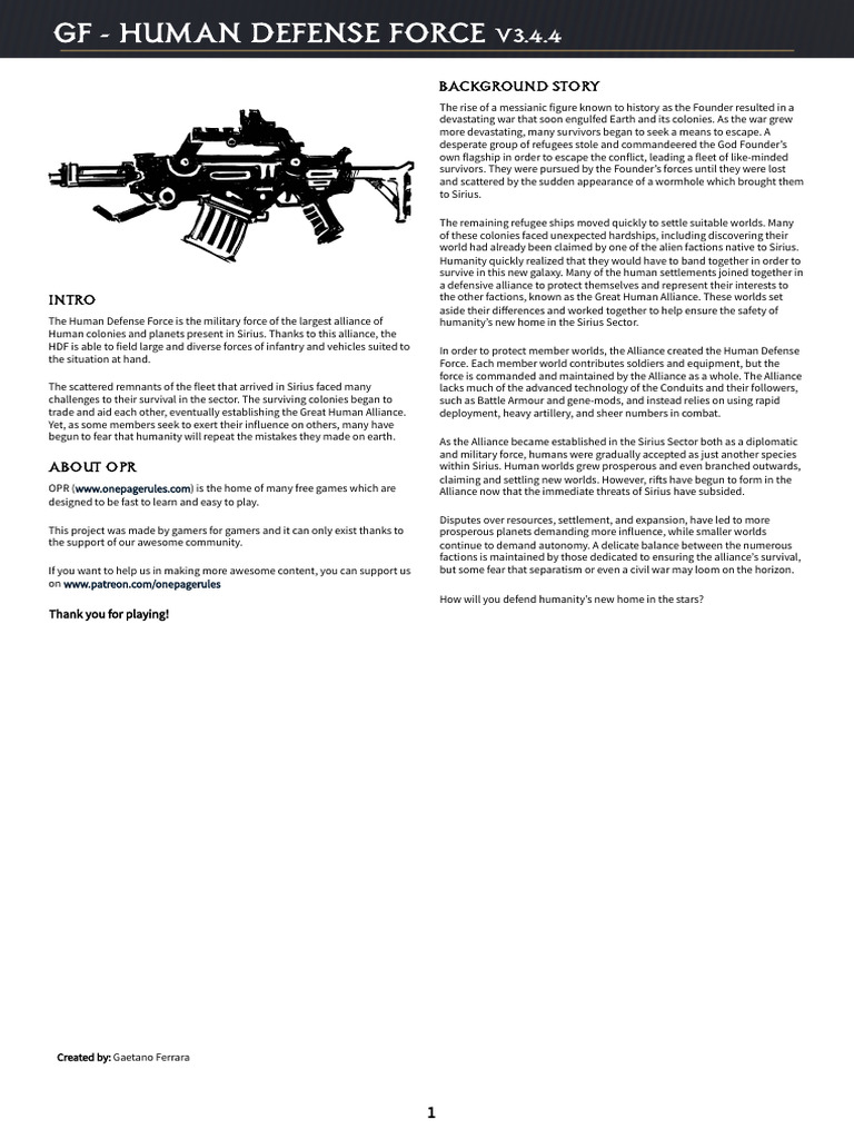 Human Defense Force Overview V3.4.4 | PDF | Machine Gun | Cannon