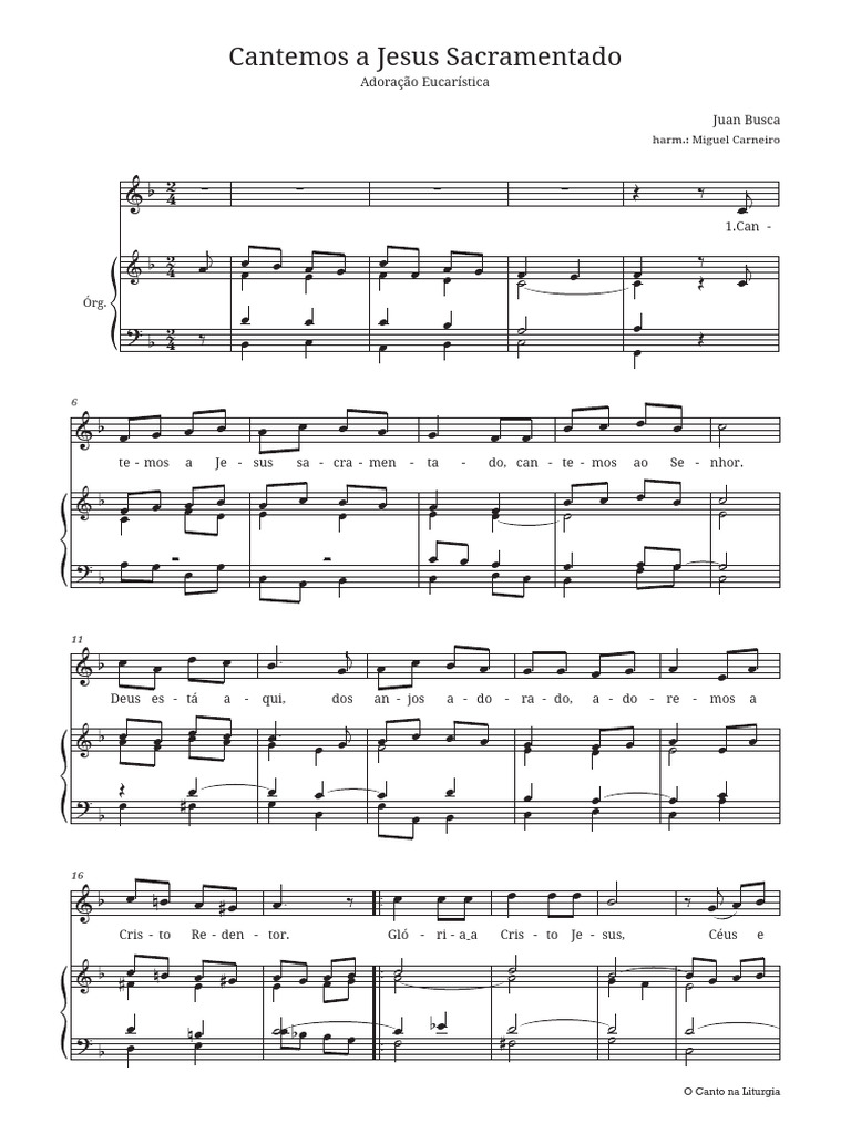 Cantemos A Jesus Sacramentado - J. Busca (Harm. Miguel Carneiro) | PDF