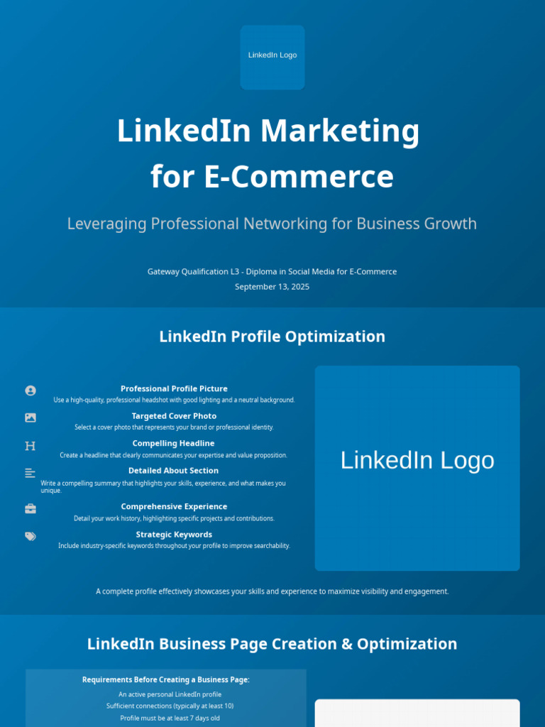 LinkedIn Marketing For E-Commerce | PDF | Advertising | Linked In