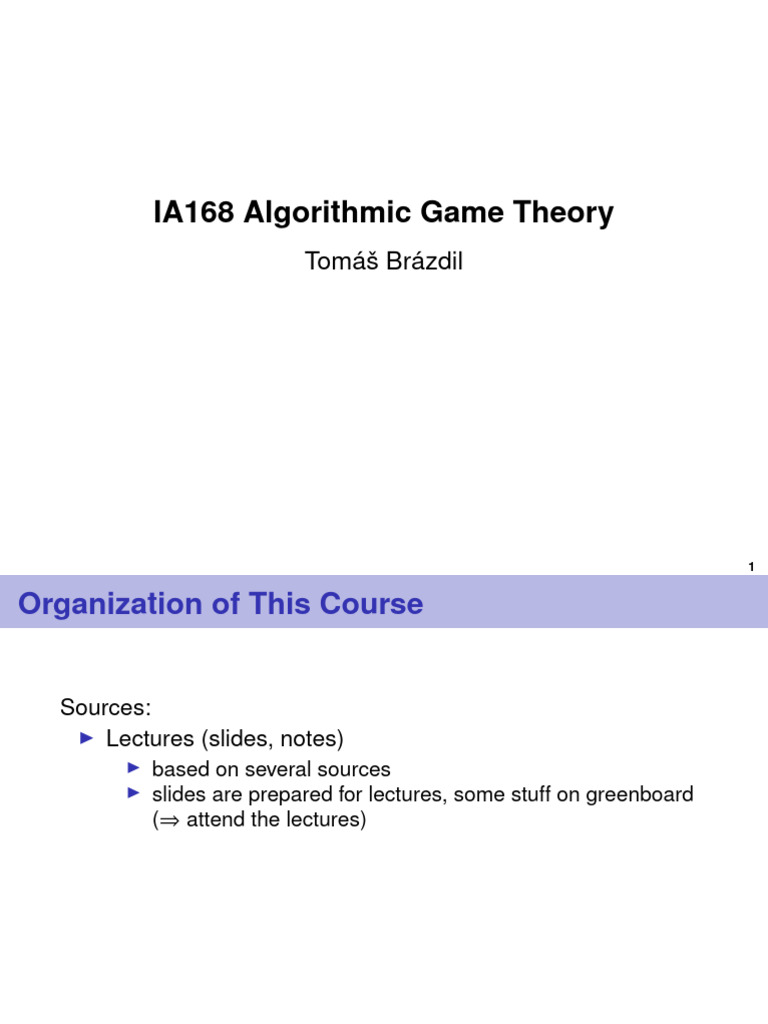 IA168: Introduction to Game Theory | PDF | Systems Theory | Game Theory