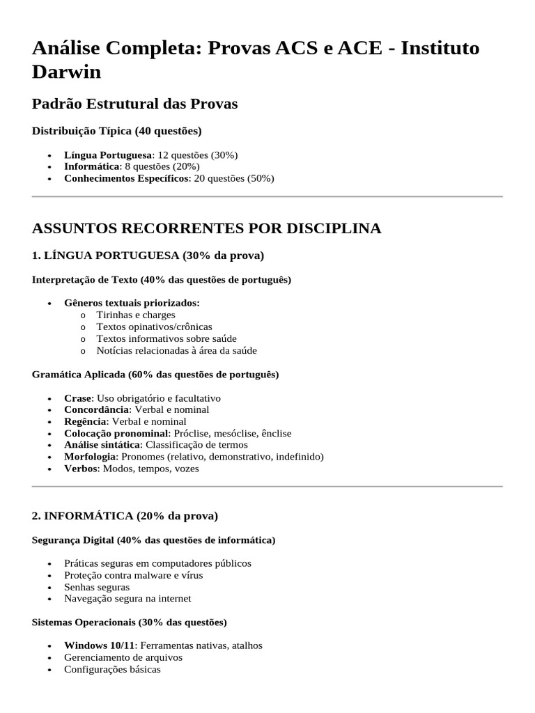 Provas ACS e ACE: Análise e Estratégias | PDF | Doença não ...