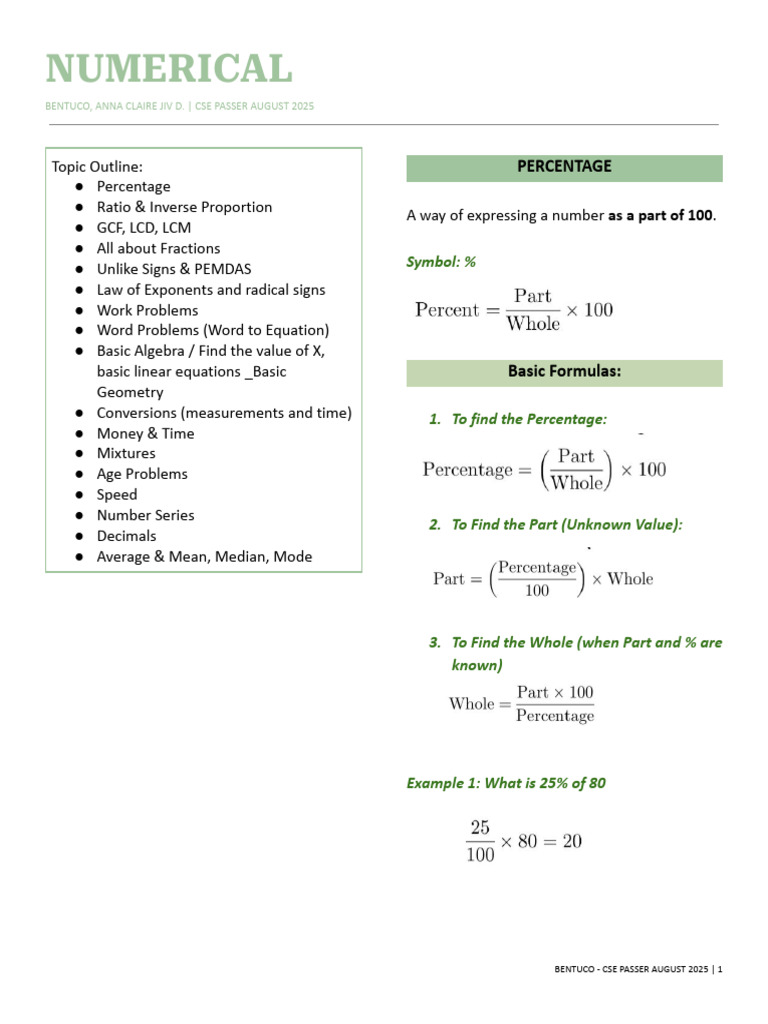 CSE Math Review Guide for 2025 | PDF | Triangle | Equations