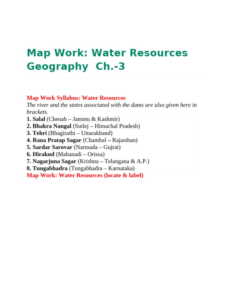 Water Resources Mapwork | PDF