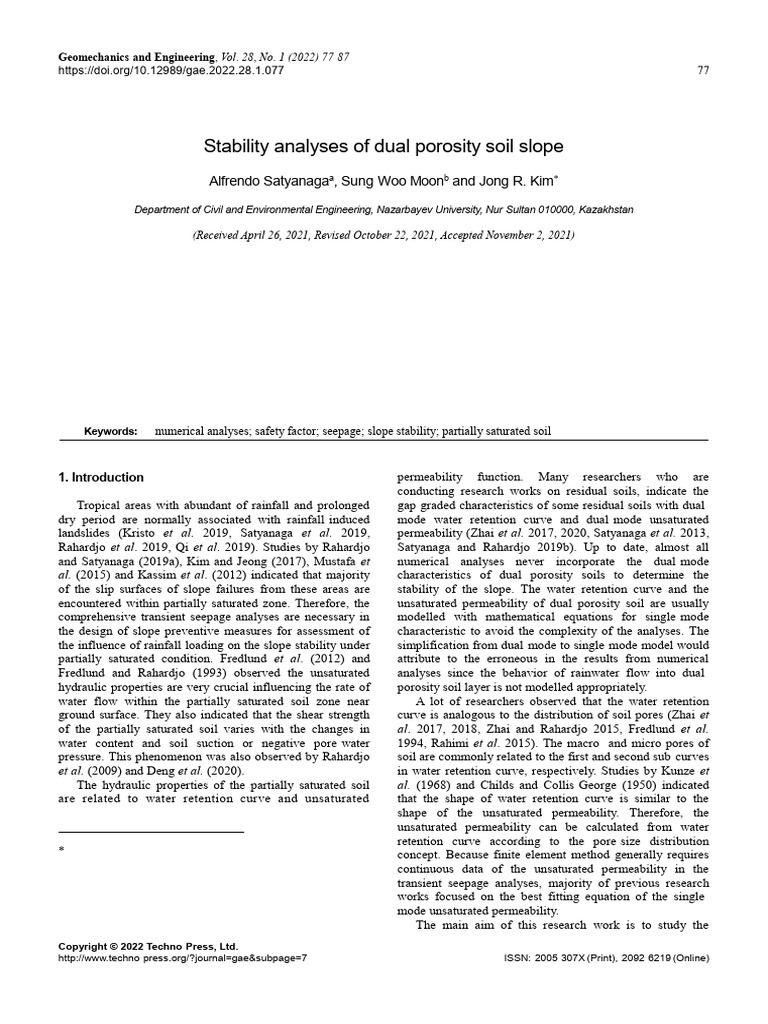 Stability of Dual Porosity Soil Slopes | PDF | Soil Mechanics | Porosity