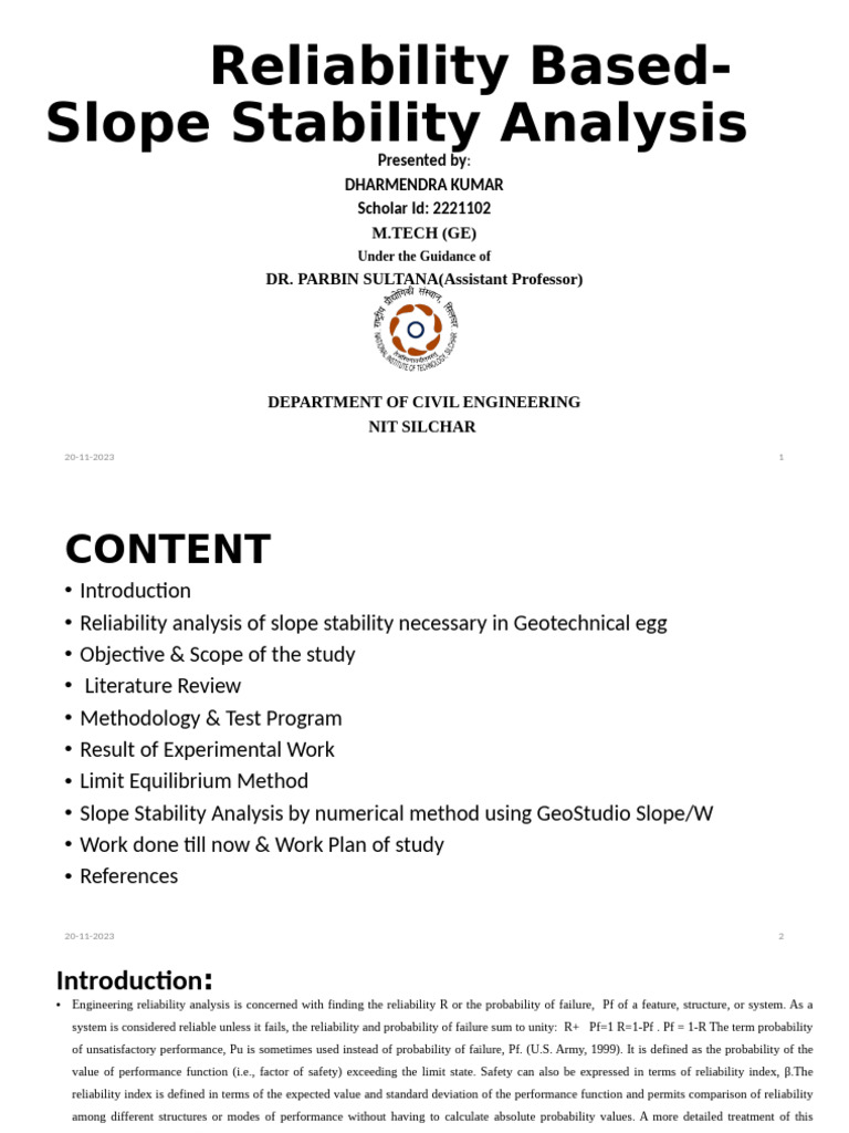 Reliability Analysis of Slope Stability | PDF | Solid Mechanics | Civil ...
