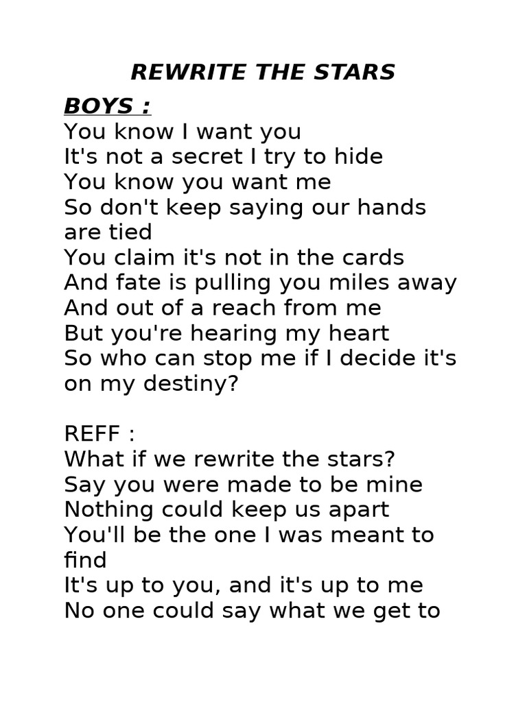 Rewrite the Stars Lyrics Analysis | PDF