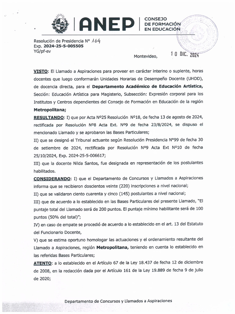Res Presidencia 164 | PDF