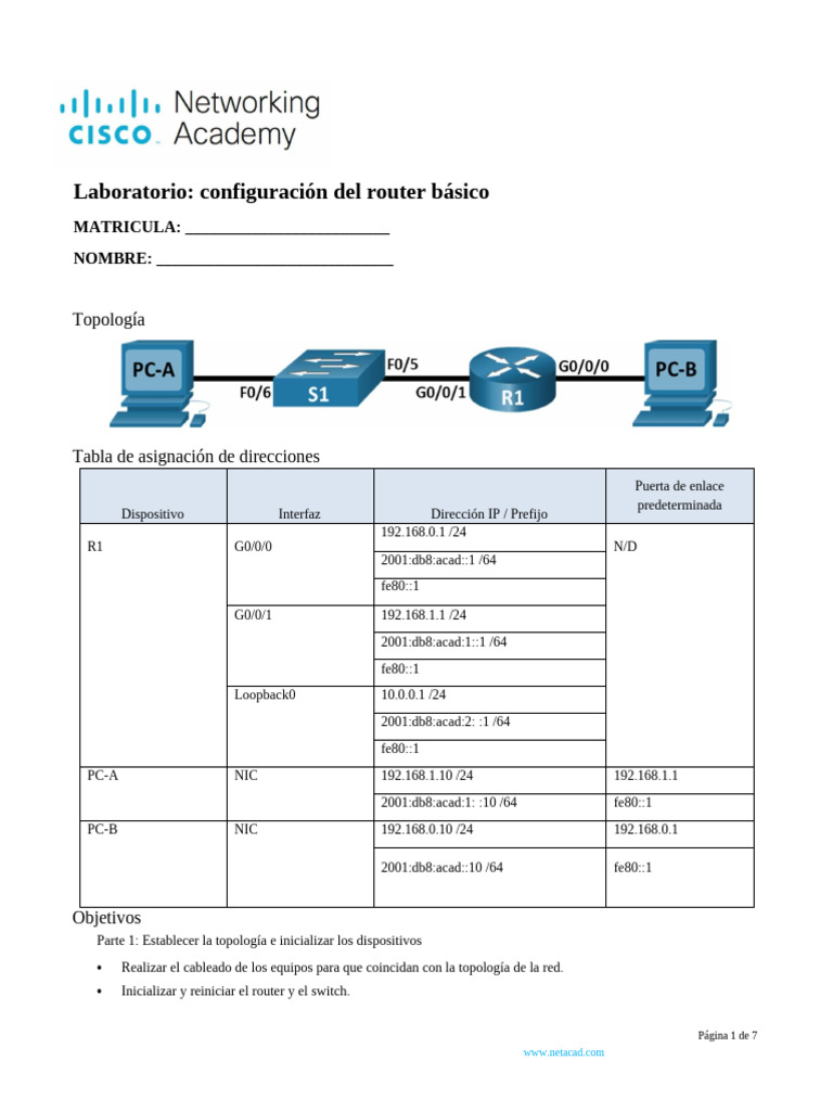 Configuración de Router Básico en Laboratorio | PDF | Enrutador ...