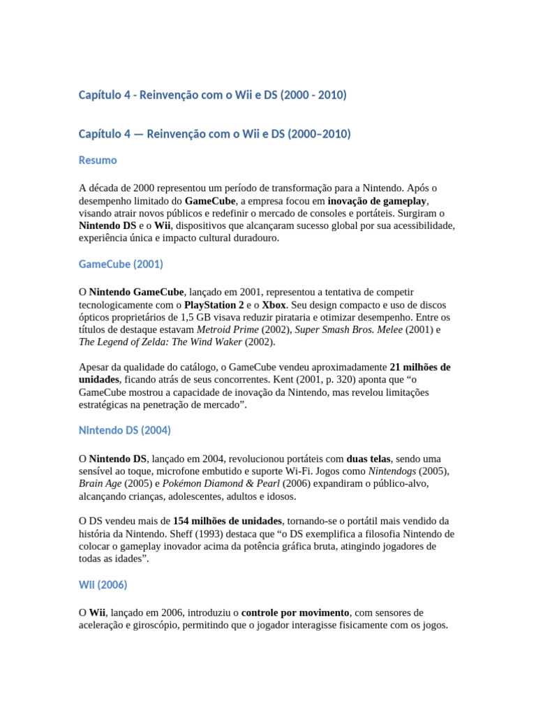 Inovação da Nintendo: Wii e DS (2000-2010) | PDF | Wii | Nintendo