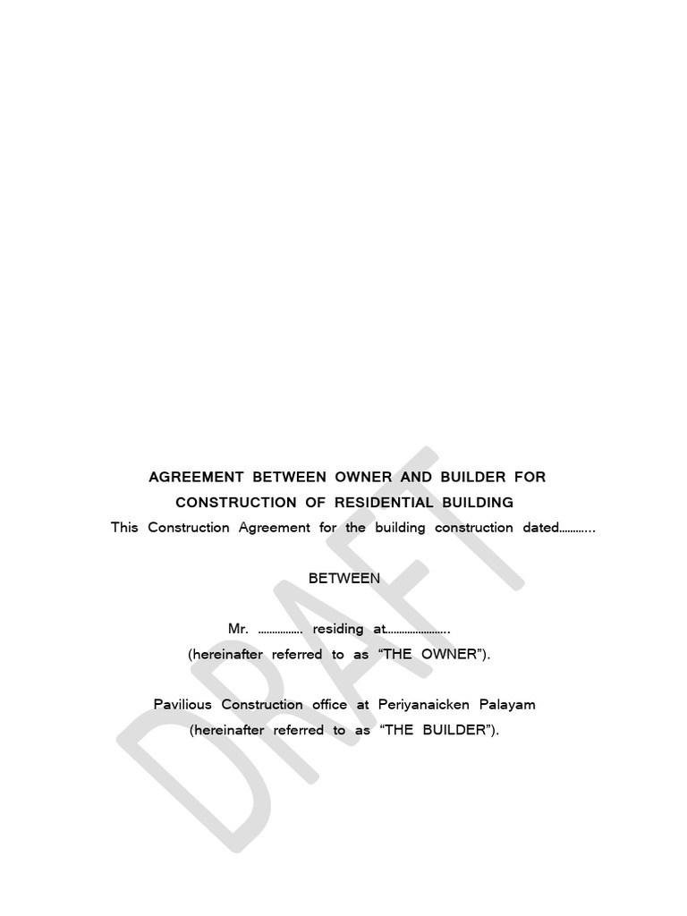 Residential Building Construction Agreement | PDF | Basement | Wall