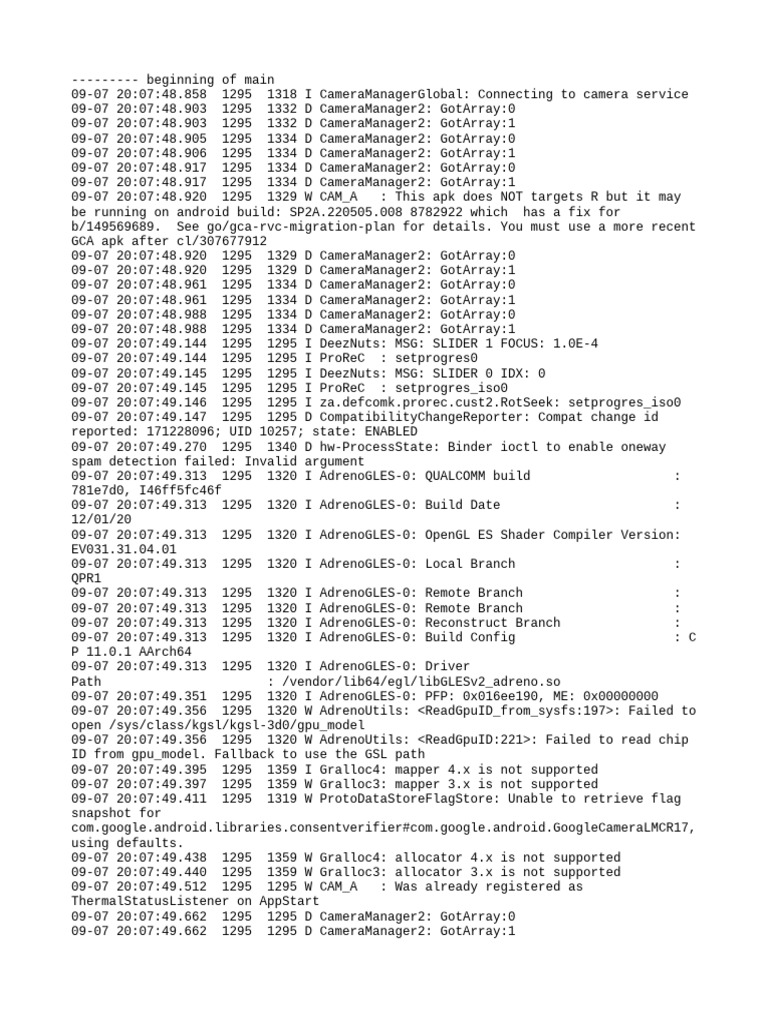 Camera Service Connection Log | PDF | Computer Engineering | Software