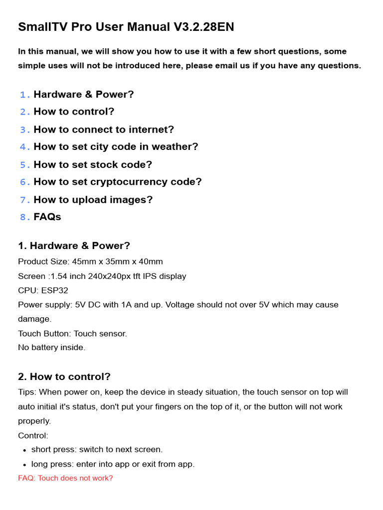 SmallTV Pro User Manual V3.2.28EN | PDF | Internet | Computing