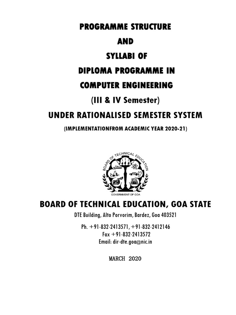 Diploma in Computer Engg Syllabus Sem III and IV | PDF | Central ...