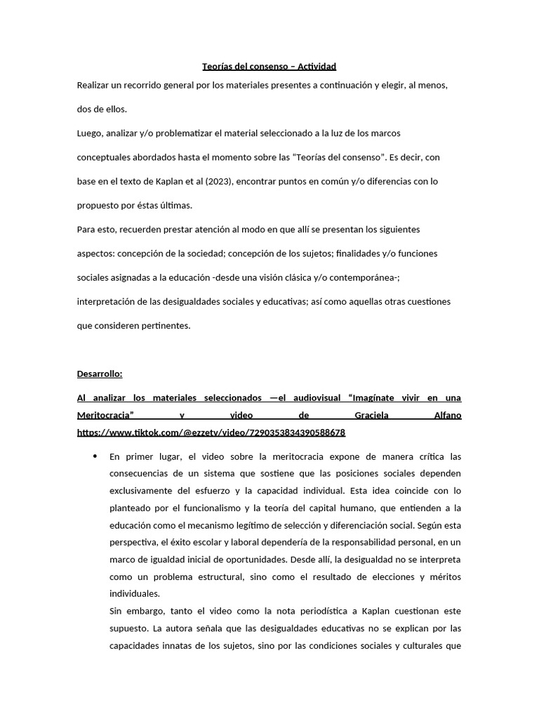 Análisis crítico de teorías del consenso | PDF | Desigualdad social ...
