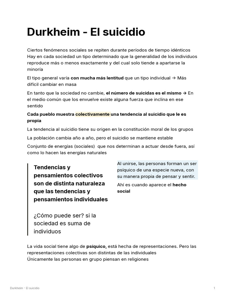 Durkheim y la Sociología del Suicidio | PDF | Emile Durkheim | Sociedad