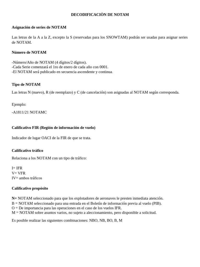 Decodificación de NOTAM y su Estructura | PDF | Aeroespacial | Aviación ...