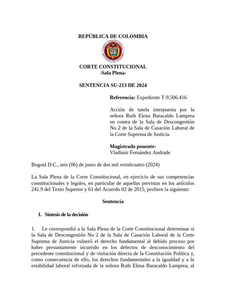 SU 213 2024 Fuero de Salud | PDF | Caso de ley | Sentencia (ley)