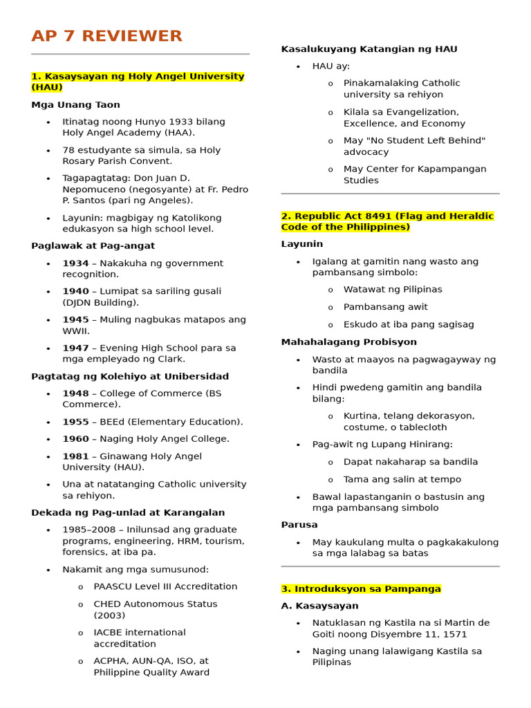 AP 7 Reviewer | PDF