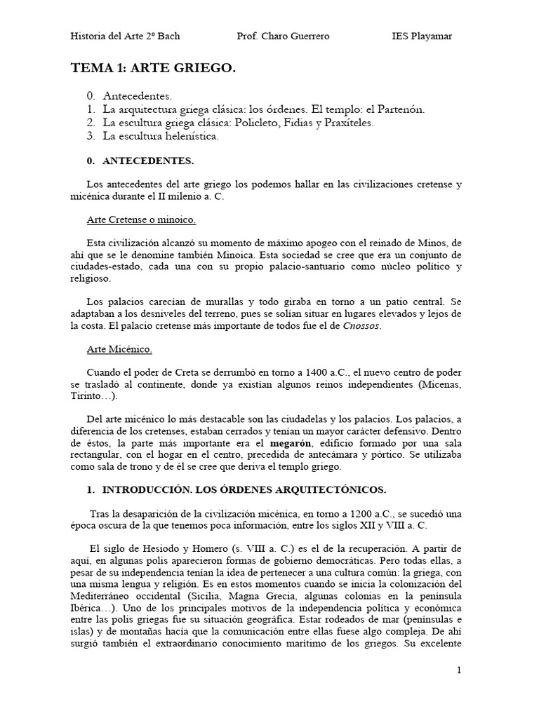 Arte Griego: Arquitectura y Escultura | PDF | Antigua Grecia | Grecia