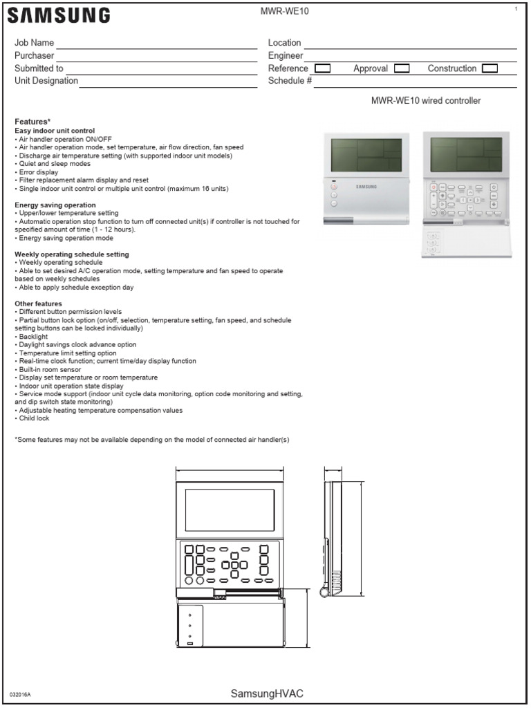 MWR-WE10+Premium+Wired+Controller 032016A | PDF | Clock | Temperature
