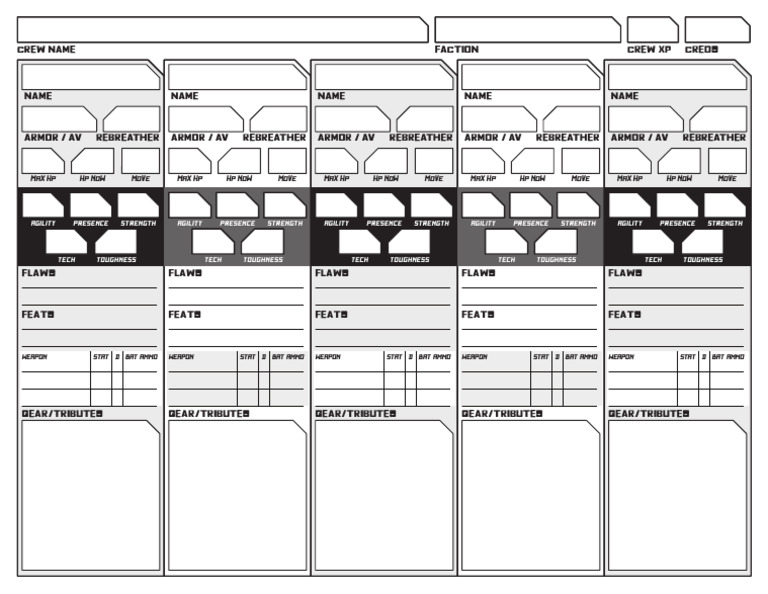 Five Parsecs Crew Sheet Overview | PDF