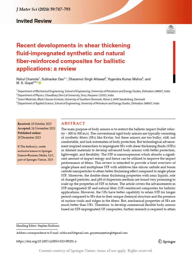Advances in Shear Thickening Fluid Armor | PDF | Composite Material ...