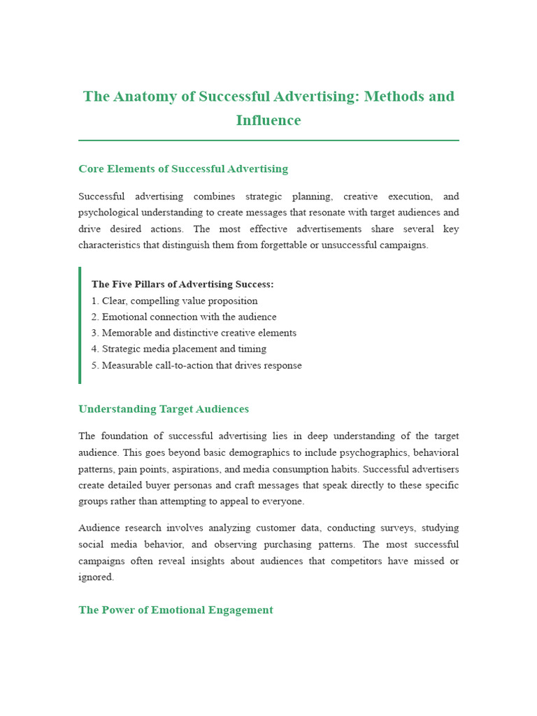 Five Keys to Effective Advertising | PDF