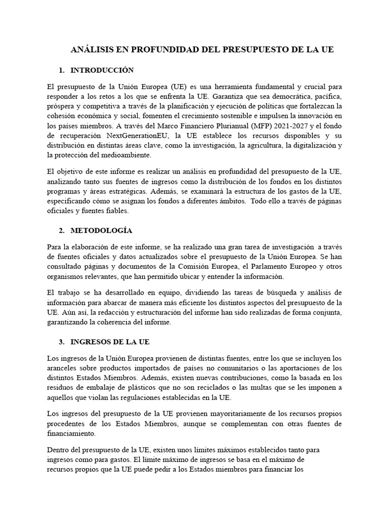 Análisis del Presupuesto de la UE 2021-2027 | PDF | Presupuesto ...