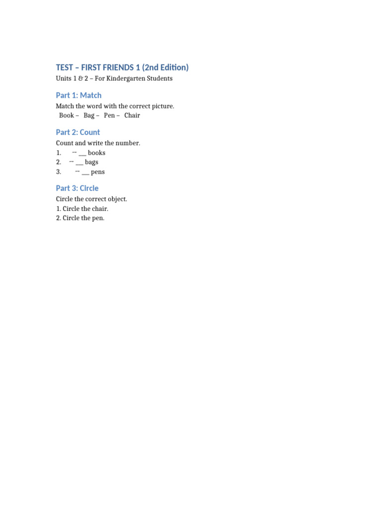 First Friends1 Test NoFill | PDF