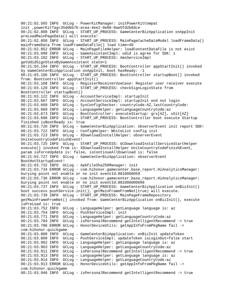 GameCenterBizApplication Log Analysis | PDF | Software | Communications ...