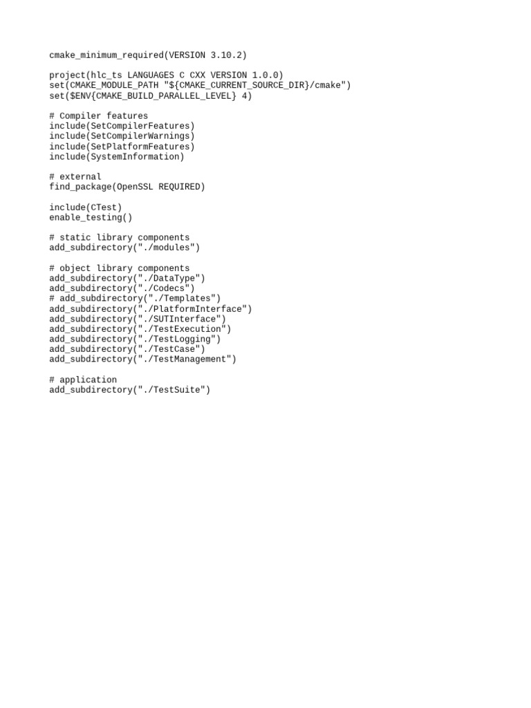CMake Project Setup for HLC_TS | PDF