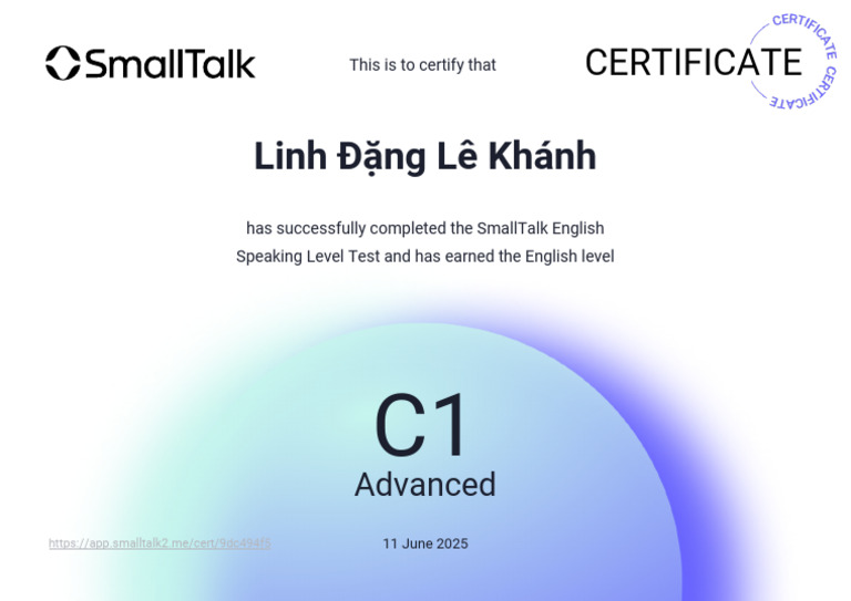 C1 English Speaking Test Certificate | PDF