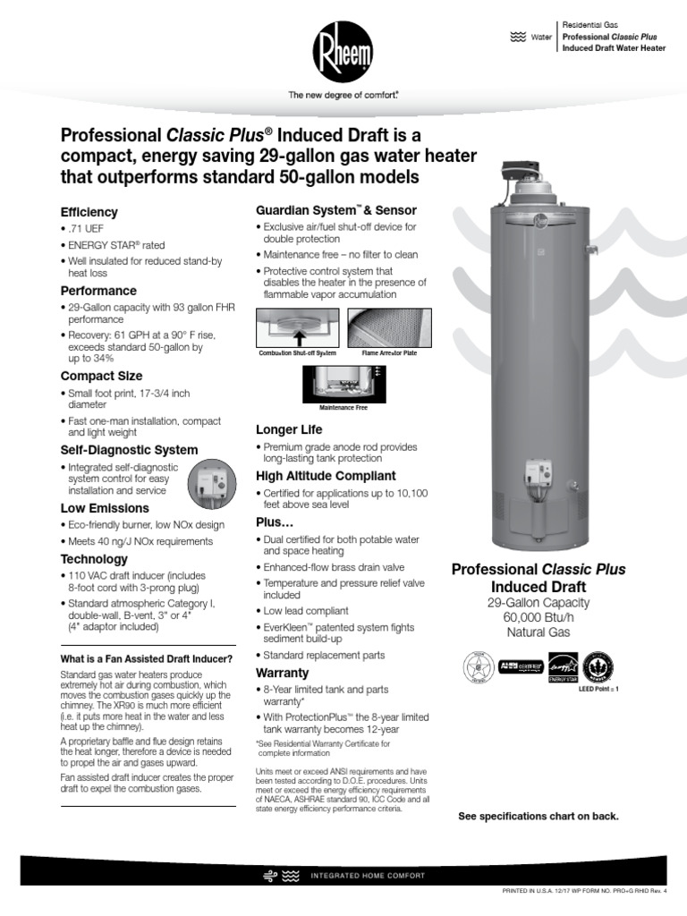 PRO+ Induced Draft Spec Sheet | PDF | Water Heating | Energy Technology