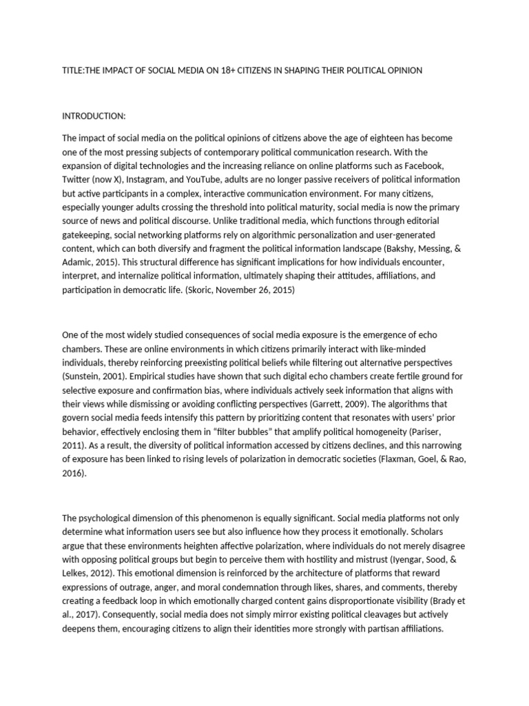 Social Media's Role in Shaping Political Opinions | PDF | Social Media ...