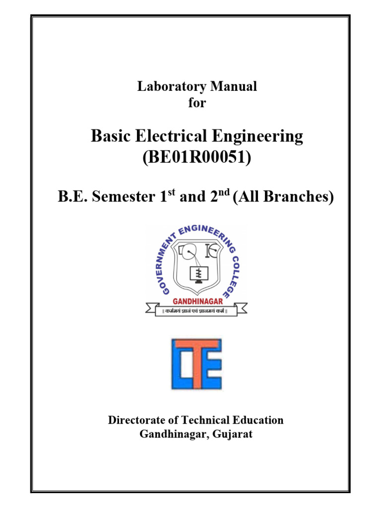 BEE - BE01R00051 - Lab Manual - GEC Gandhinagar - Students Print | PDF ...