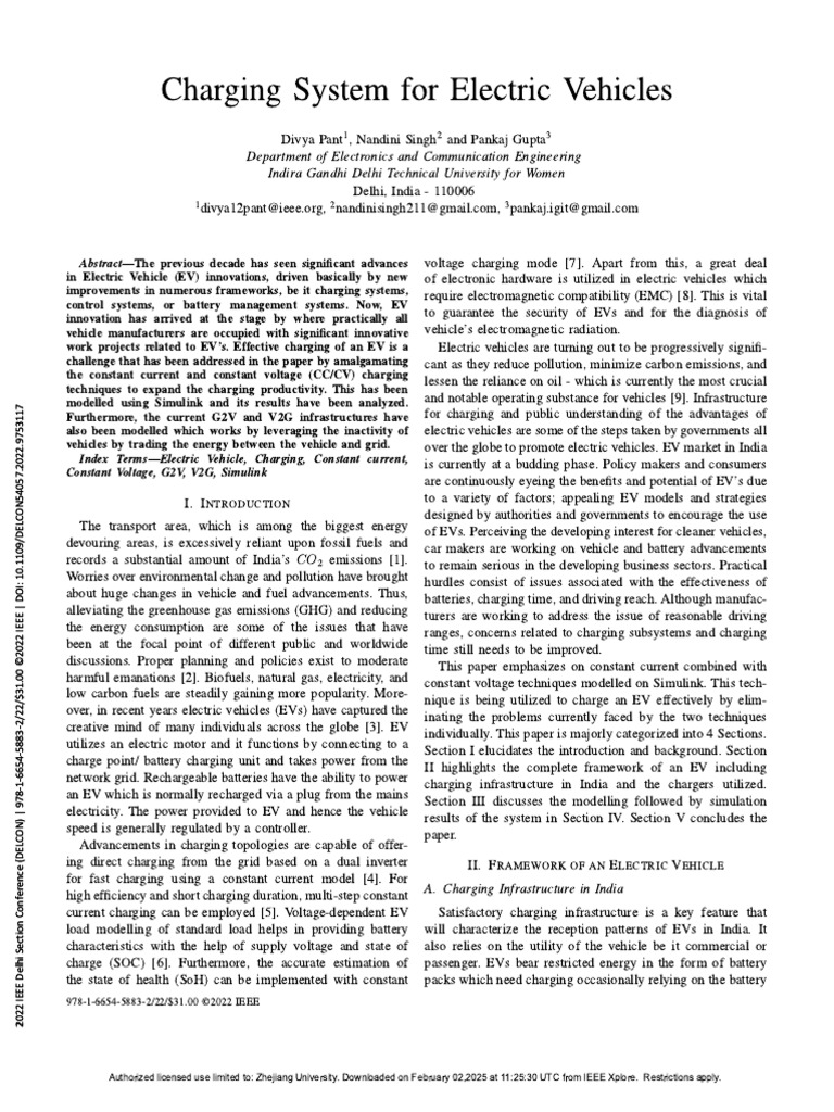 Charging System For Electric Vehicles | PDF