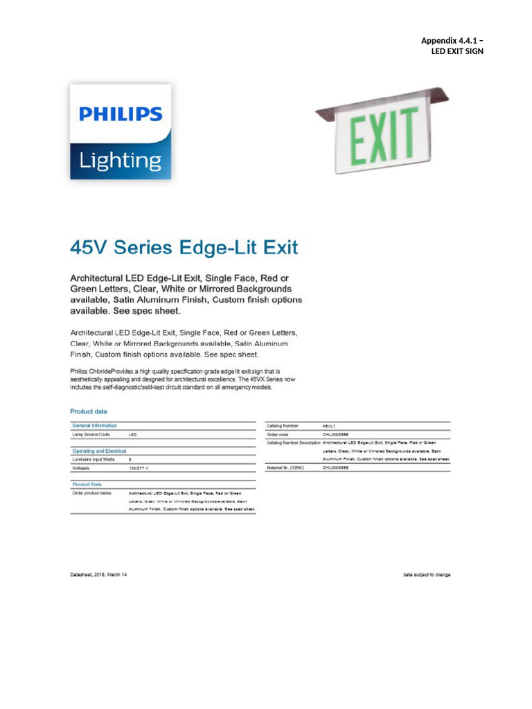 Appendix 4.4.1 - Led Exit Sign | PDF
