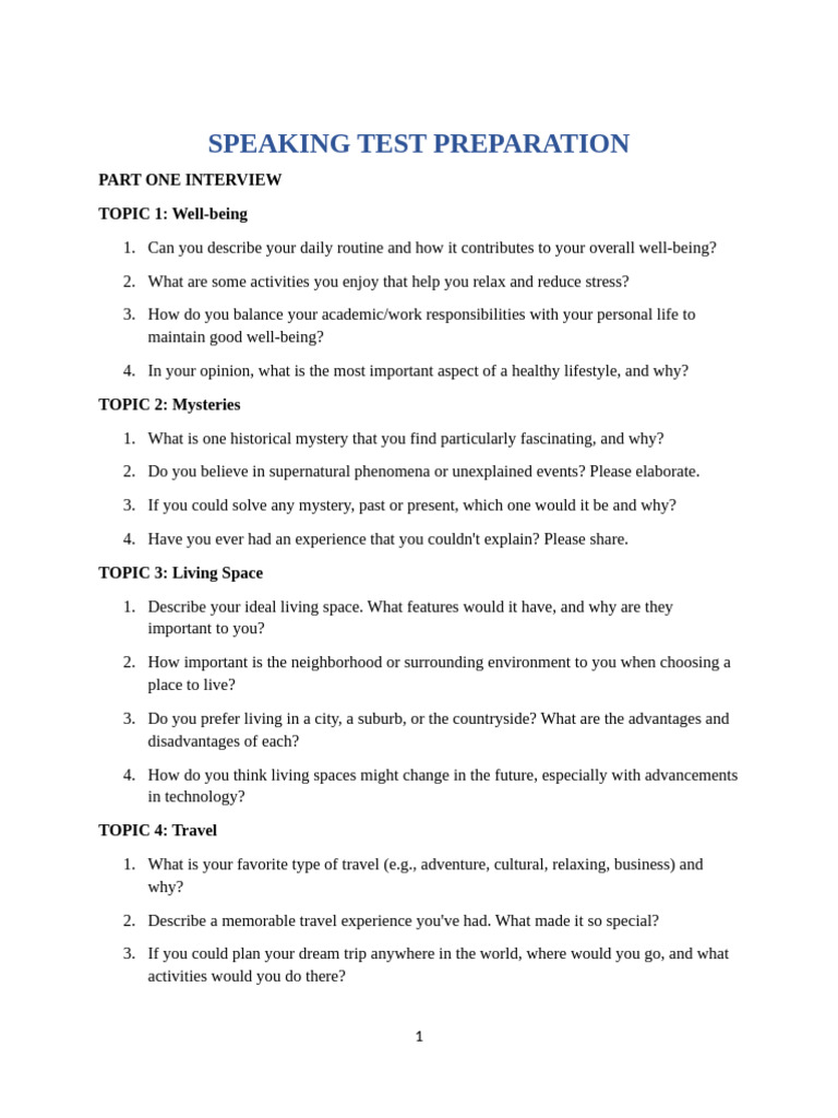 Speaking Test Preparation Guide | PDF | Social Media | Popular Culture ...