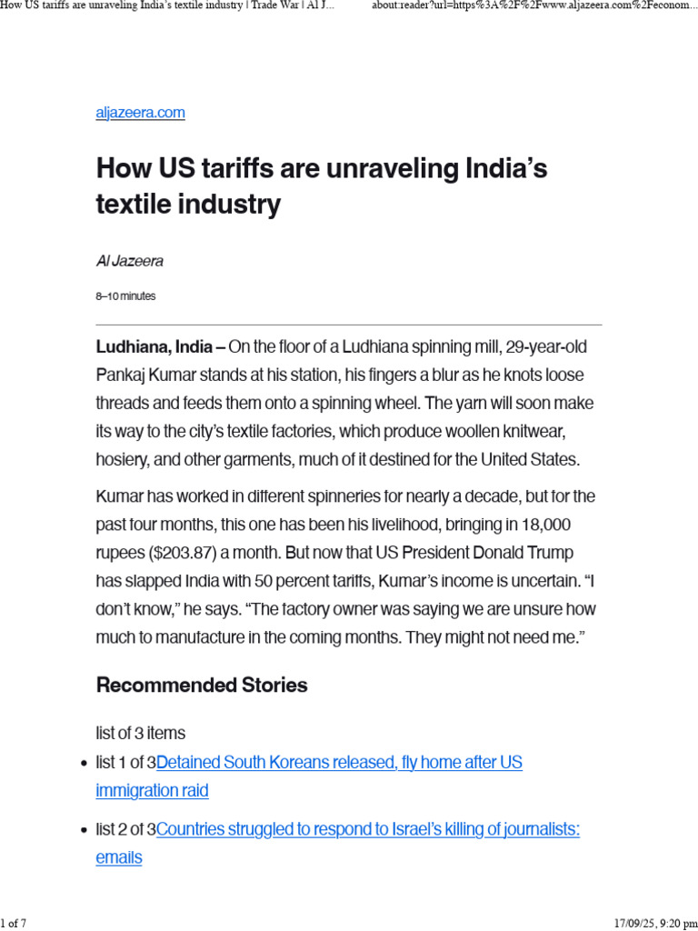 How US Tariffs Are Unraveling India's Textile Industry - Trade War - Al ...