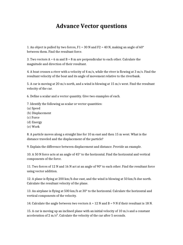 Advanced Vector Calculations and Concepts | PDF | Force | Velocity