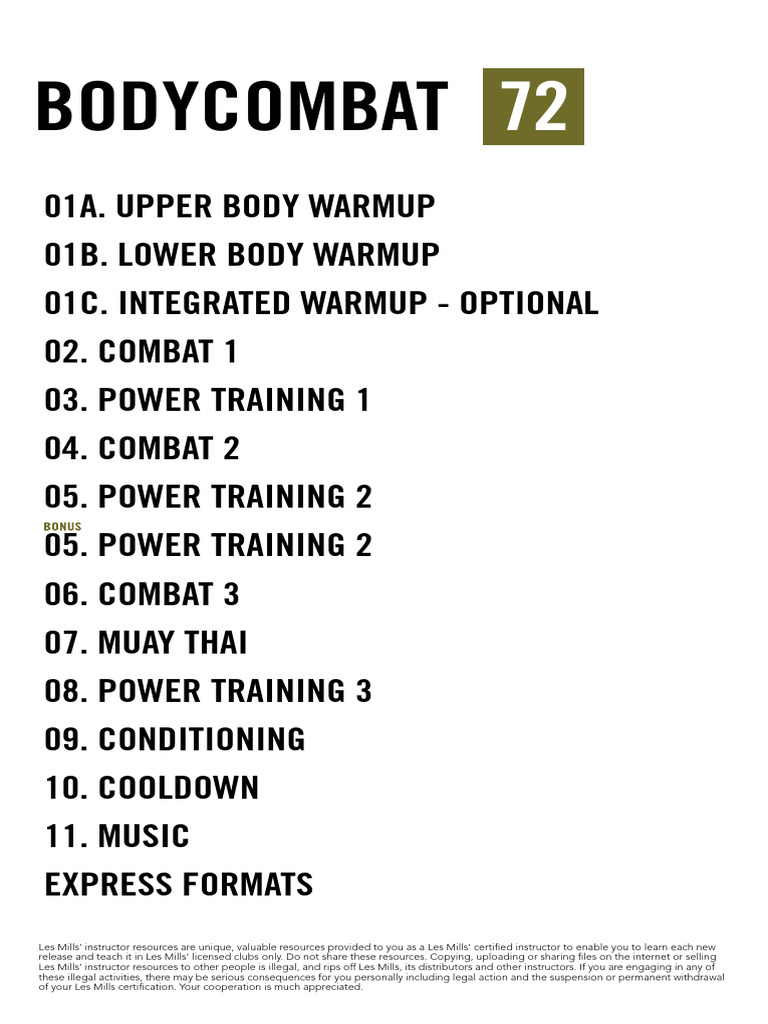 Bodycombat 72 Instructor Guide | PDF