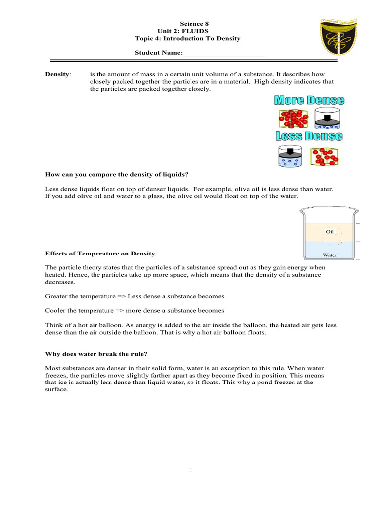 Understanding Density in Fluids | PDF | Density | Liquids
