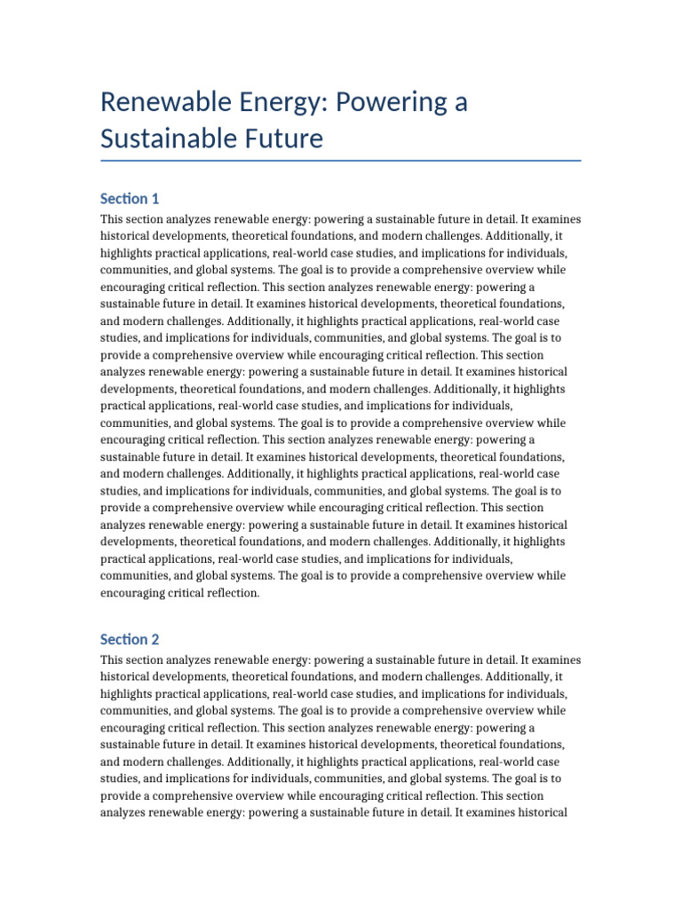 Renewable Energy Insights and Challenges | PDF | Sustainable ...