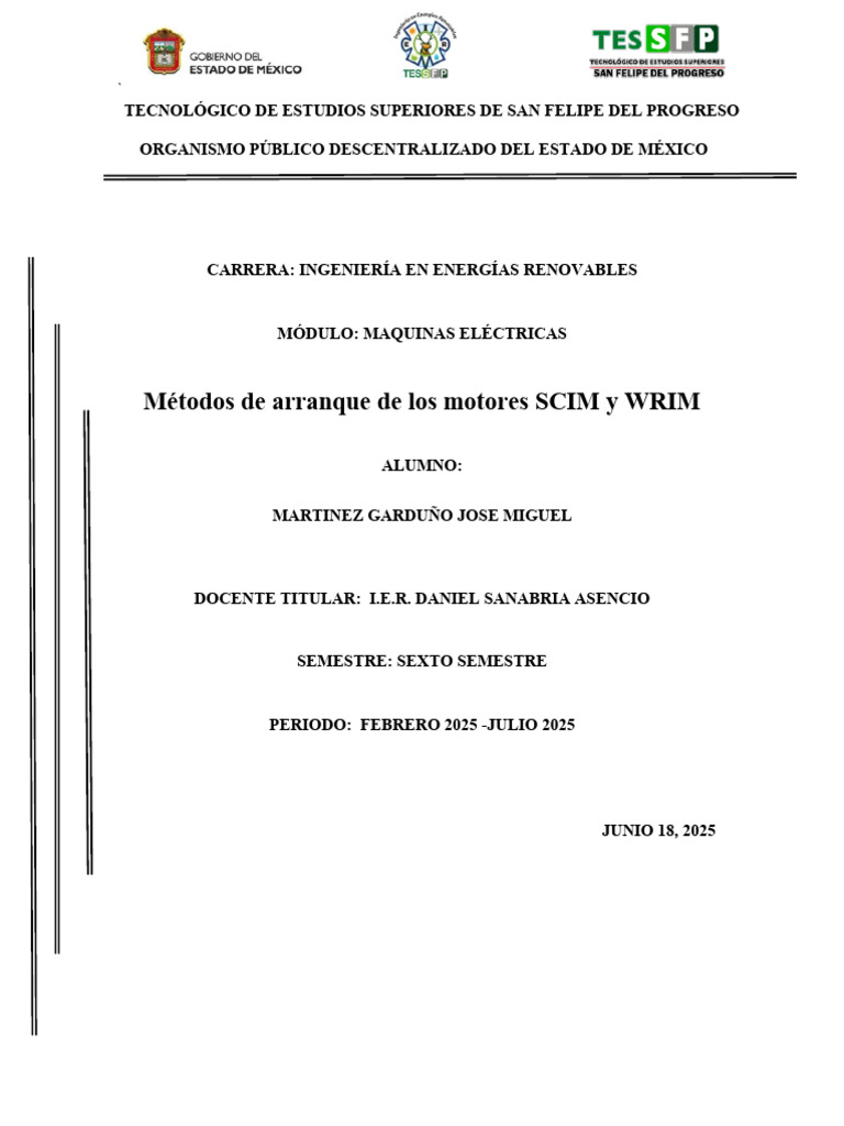 Métodos de Arranque de Los Motores SCIM y WRIM | PDF | Componentes ...